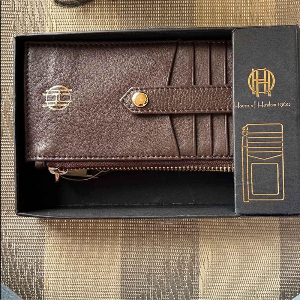 House of Harlow 1960 Leather Dark Brown Elegant Leather Wallet/Card Holder -NWT